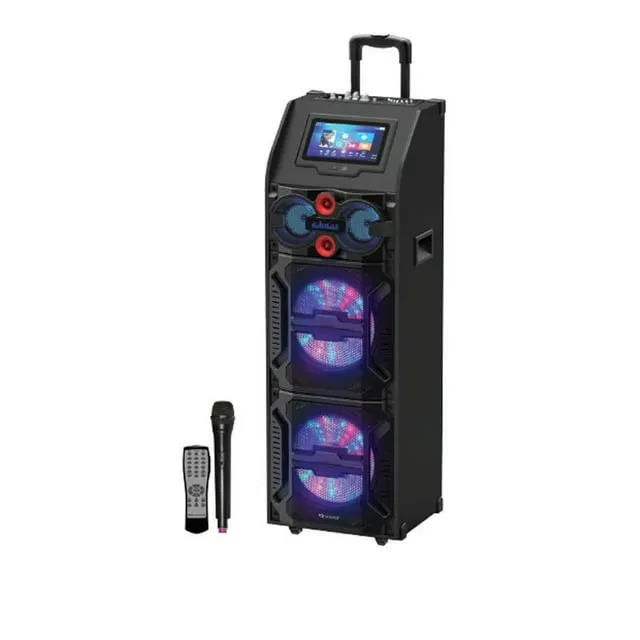 Supersonic 2 x 12” Pro Speaker Bluetooth, Karaoke Built-in Tablet 14.1” Touchscreen USB/EQ/Mic IQ-4922DJWK