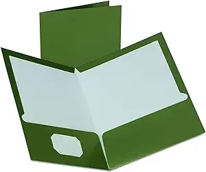 Oxford Two-Pocket Laminated Folder Metallic Green 25/Box 5049560