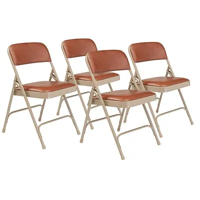 NPS 1200 Series Vinyl Padded Premium Folding Chairs, Honey Brown/Beige, 4 Pack (1203/4)