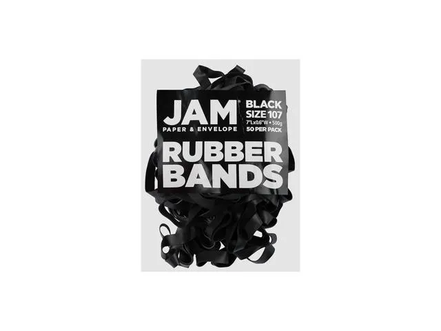 Jam Paper & Envelope Size 107 Rubber Bands - 50 Pack - Black