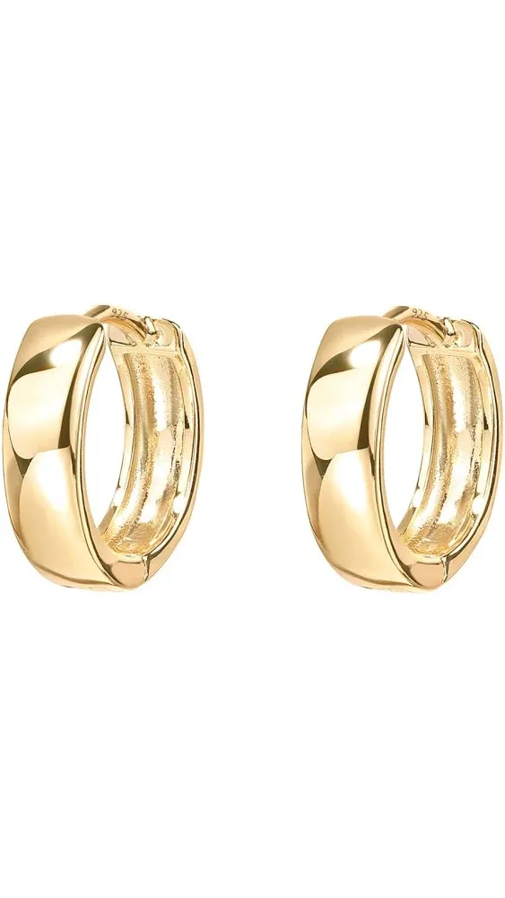 PAVOI 14K Gold Plated Sterling Silver Post Huggie Earrings | Small Hoop Earrings |Gold Earrings for Women