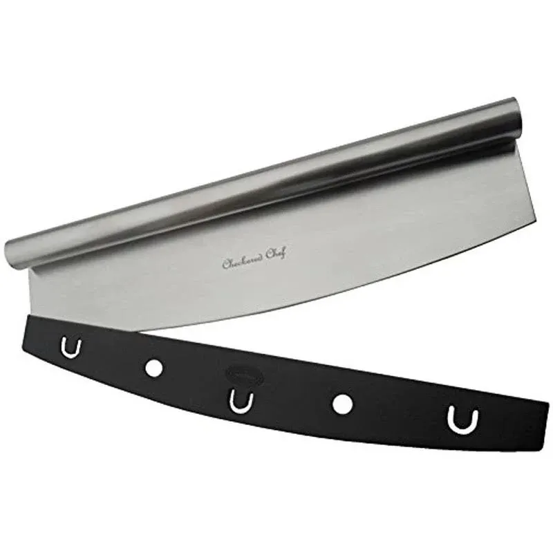 Checkered Chef 14&#034; Pizza Cutter - Sharp Stainless Steel Rocker Knife w/ Plastic