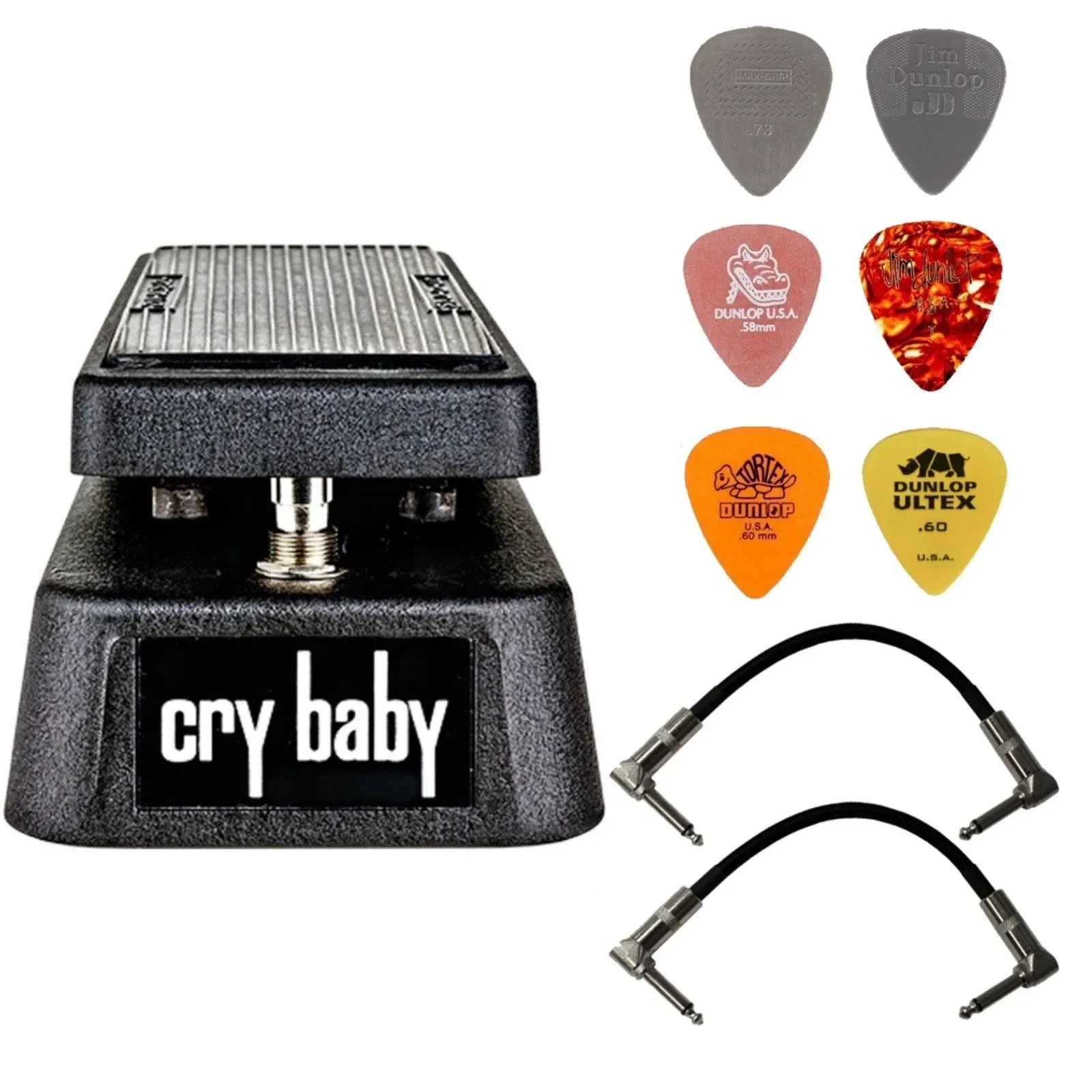 Dunlop Crybaby Gcb-95 Classic Wah Pedal Bundle with 2 Patch Cables and 6 Picks ...