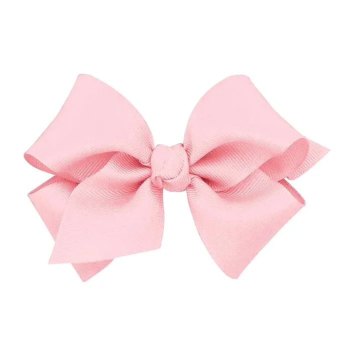 Wee Ones Girls' Classic Grosgrain Hair Bow with Knot Wrap Center on a WeeStay No-Slip Hair Clip, Small, Light Pink