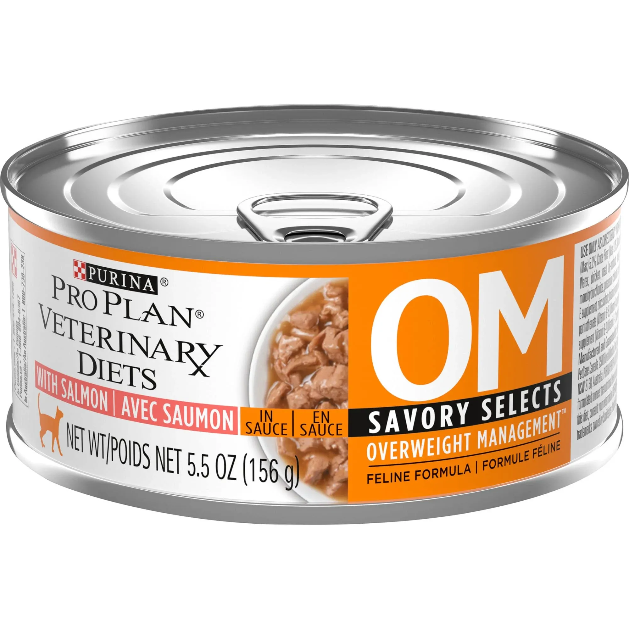 Pro Plan Veterinary Diets Purina OM Overweight Management Savory Selects with Salmon Feline Formula Wet Cat Food - (Pack of 24) 5.5 oz. Cans