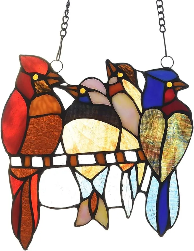 Capulina Stained Glass Birds Window Hangings Tiffany Style Handicrafts Birds ...