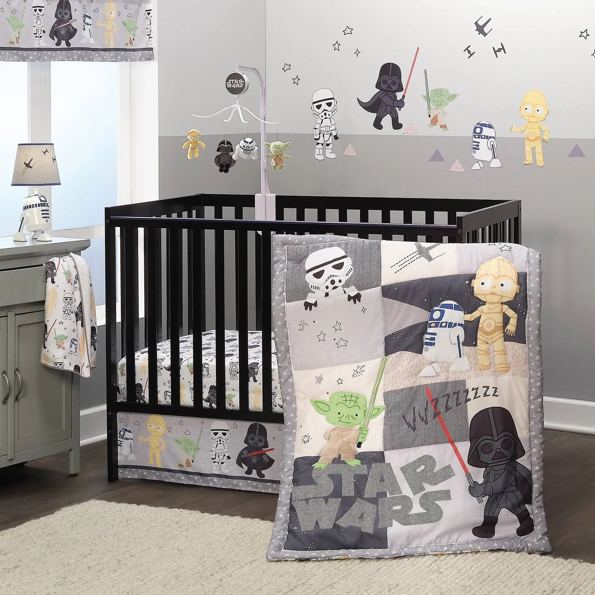 Lambs & Ivy Star Wars Classic 3-Piece Crib Bedding Set - Yoda/Darth Vader