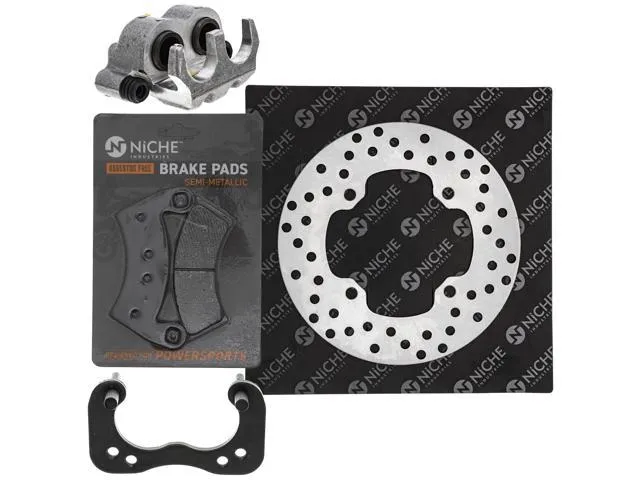 NICHE Rear Left Brake Rotor Caliper Pad Kit for Polaris Ranger 800 900 Crew 570 XP 1000 1912374 5248250 2205949 2203747