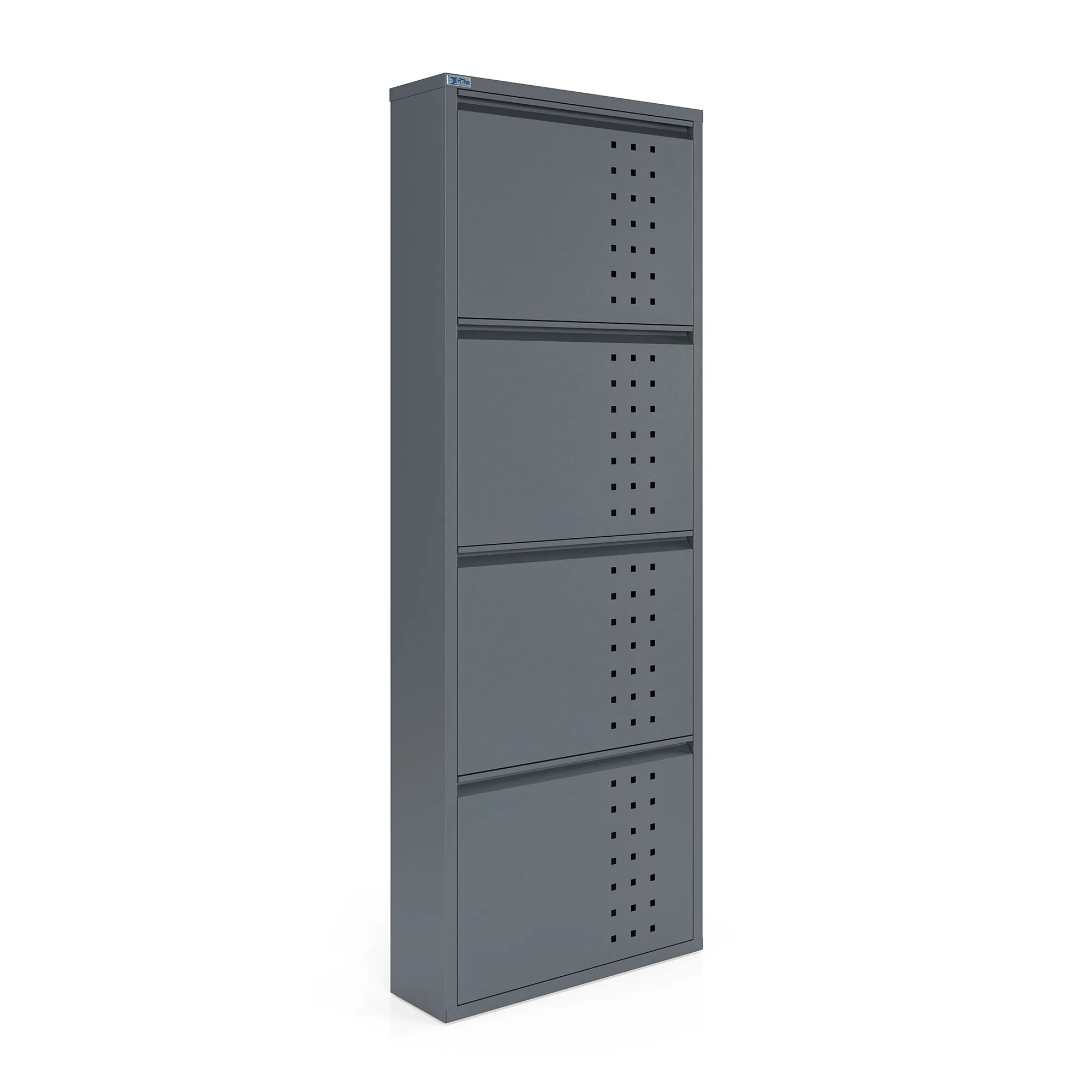 Antibacterial 4 Tier metal shoe cabinet front holes