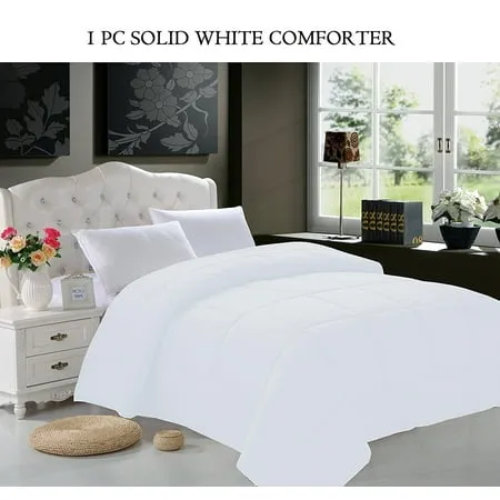 Elegant Comfort Goose Down Alternative 1pc SOLID WHITE Comforter - Available In A Few Sizes And Colors Full/Queen White