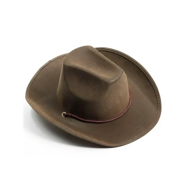 Adults Deluxe Brown Suede Cowboy Hat