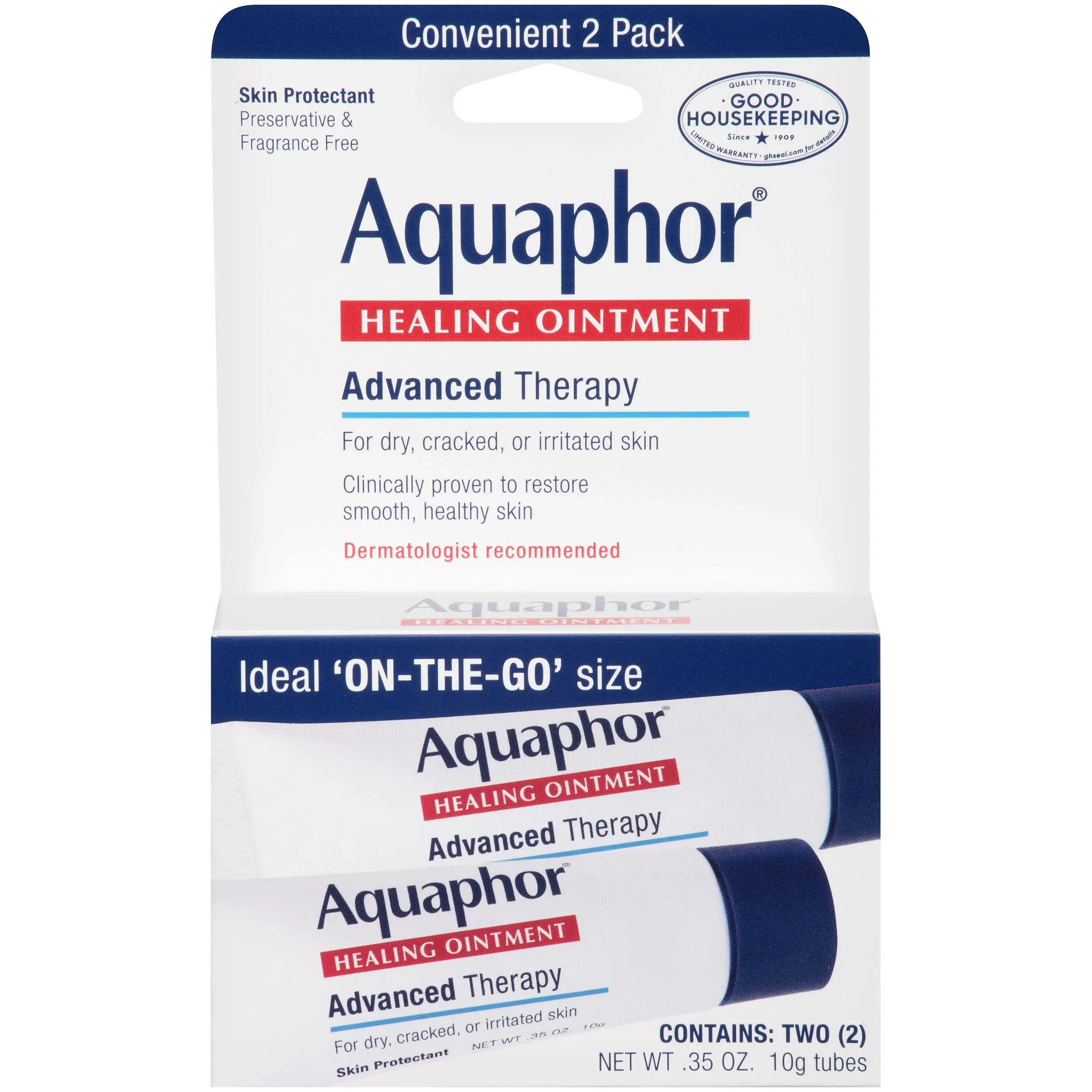 Aquaphor Baby Healing Ointment, Advanced Therapy - 2 Pack, 0.35 oz Tubes