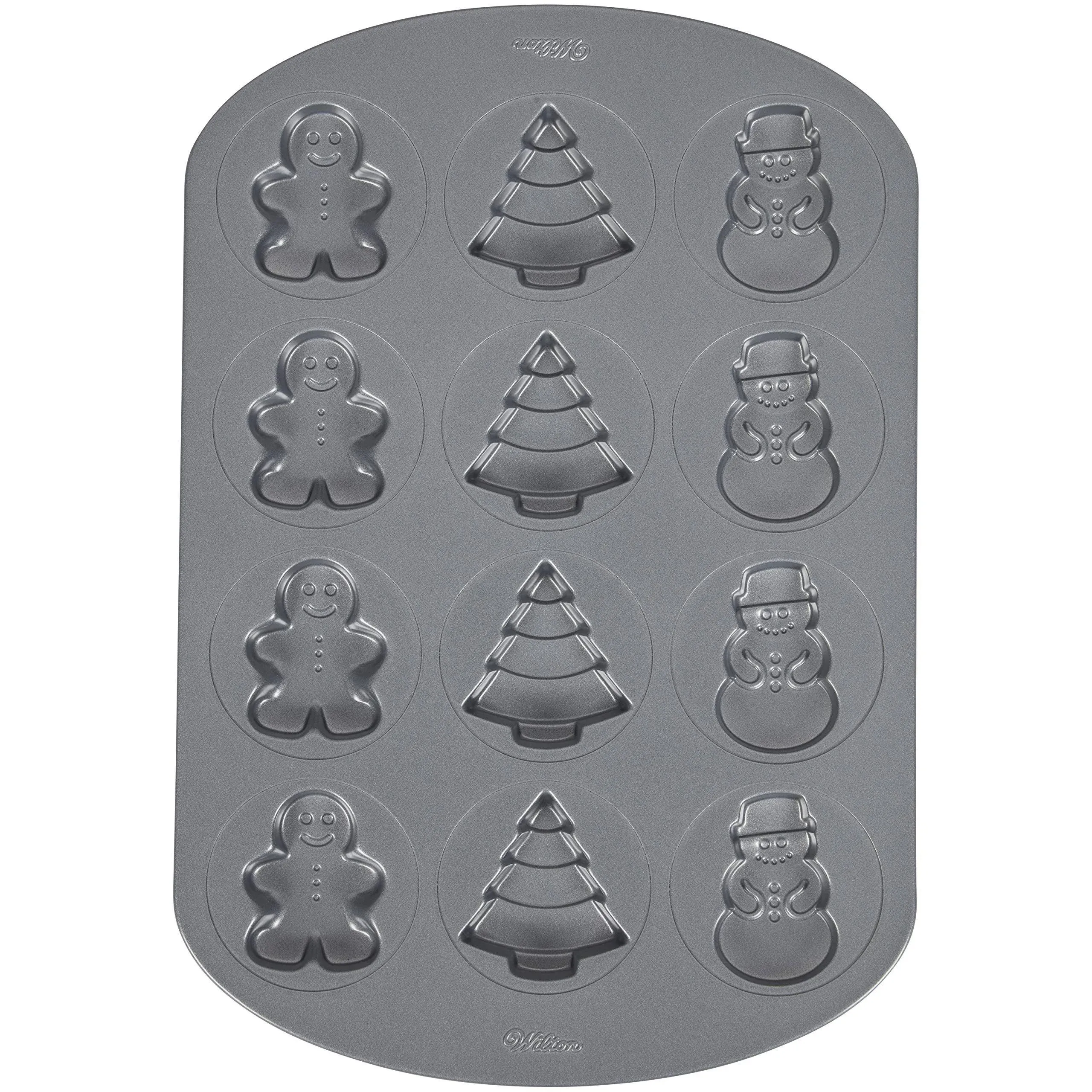 New - Wilton 12 Cavity - Christmas Cookie Shapes Pan