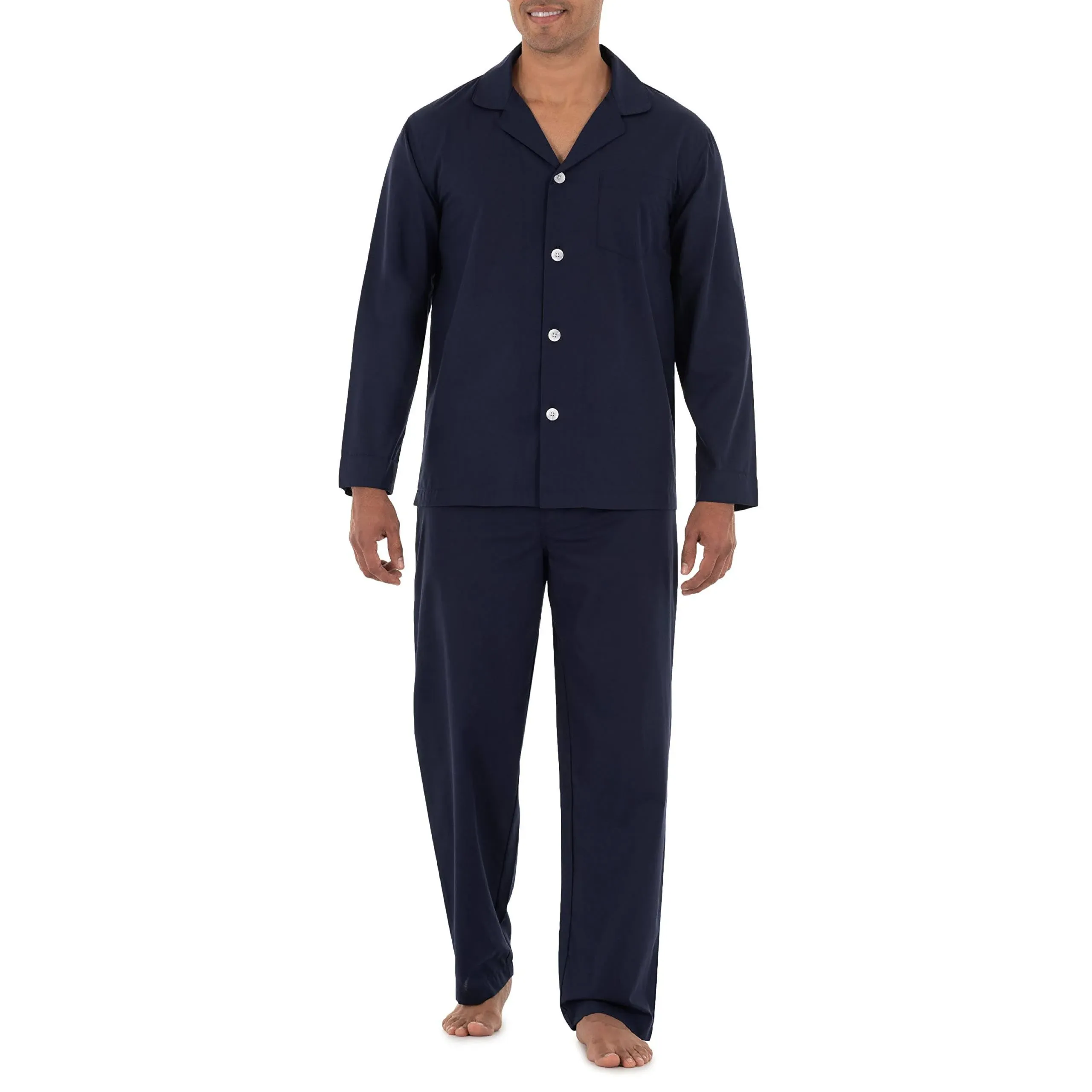 Fruit of the Loom Men's Long Sleeve Broadcloth Pajama Set