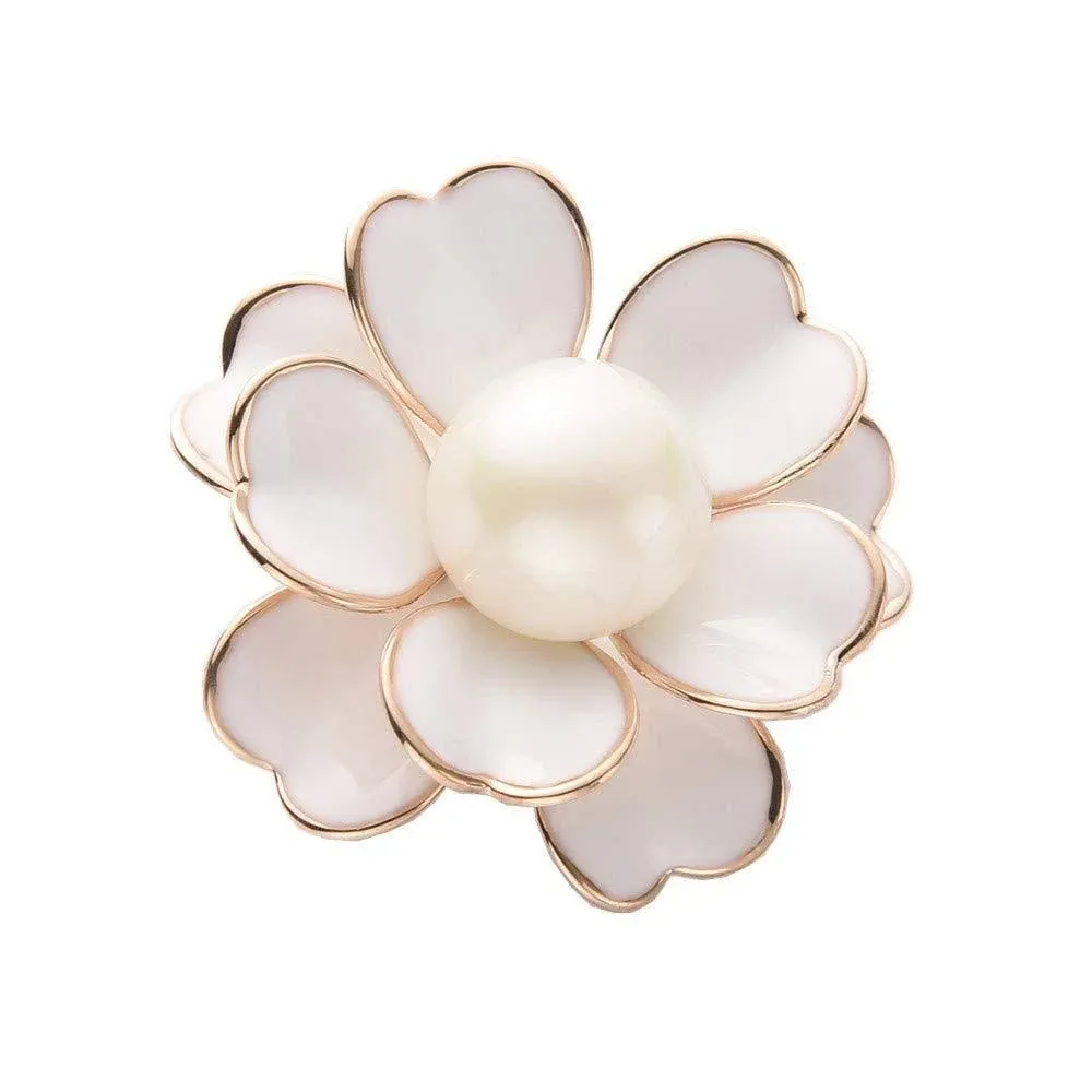 Women&#039;s Flower Pearl Enamel Brooch Pins for Ladies Jewelry