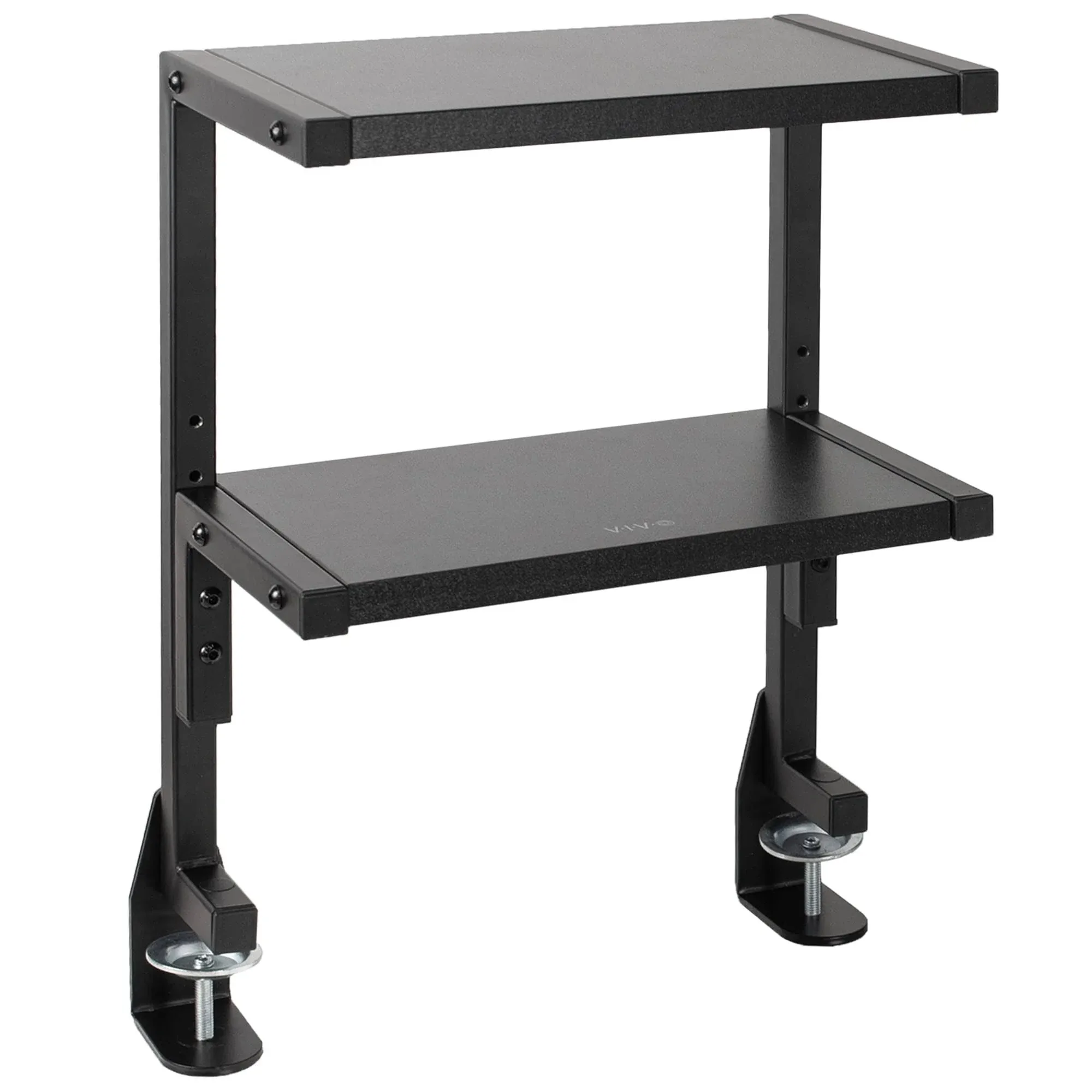 vivo Black Clamp-On 13" Above or Below Desk 2-Tier Shelving Unit, Desk Organizer