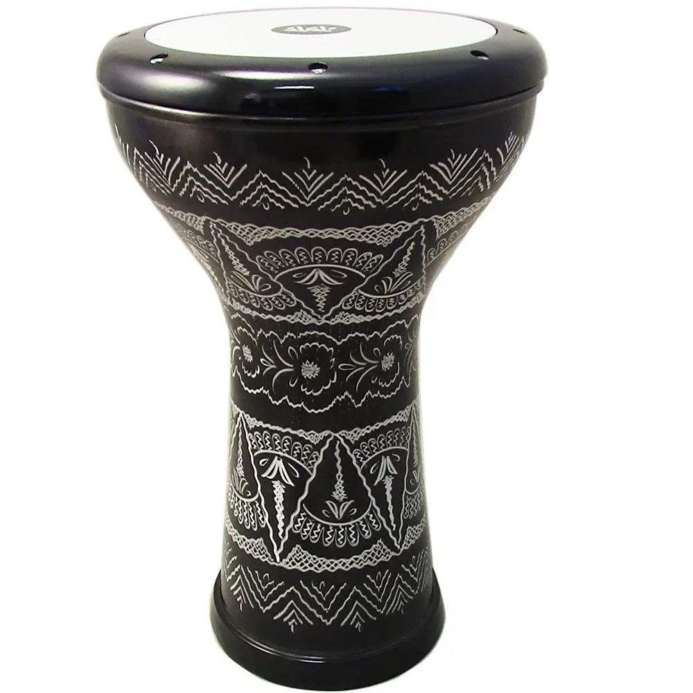 The 17'' Black Wave Zaza Percussion Engraved Egypt Style Darbuka Doumbek - Blemish