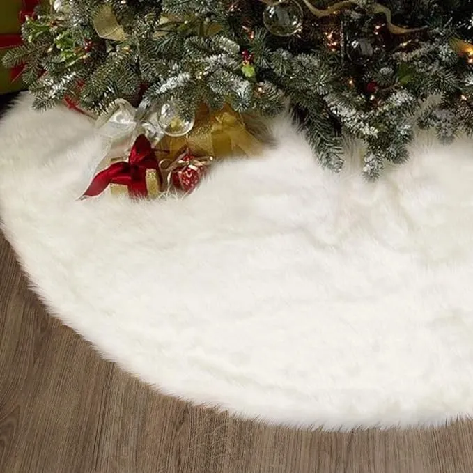 yosager 48 inch Christmas Tree Skirt Faux Fur Tree Mat for Christmas Holiday ...