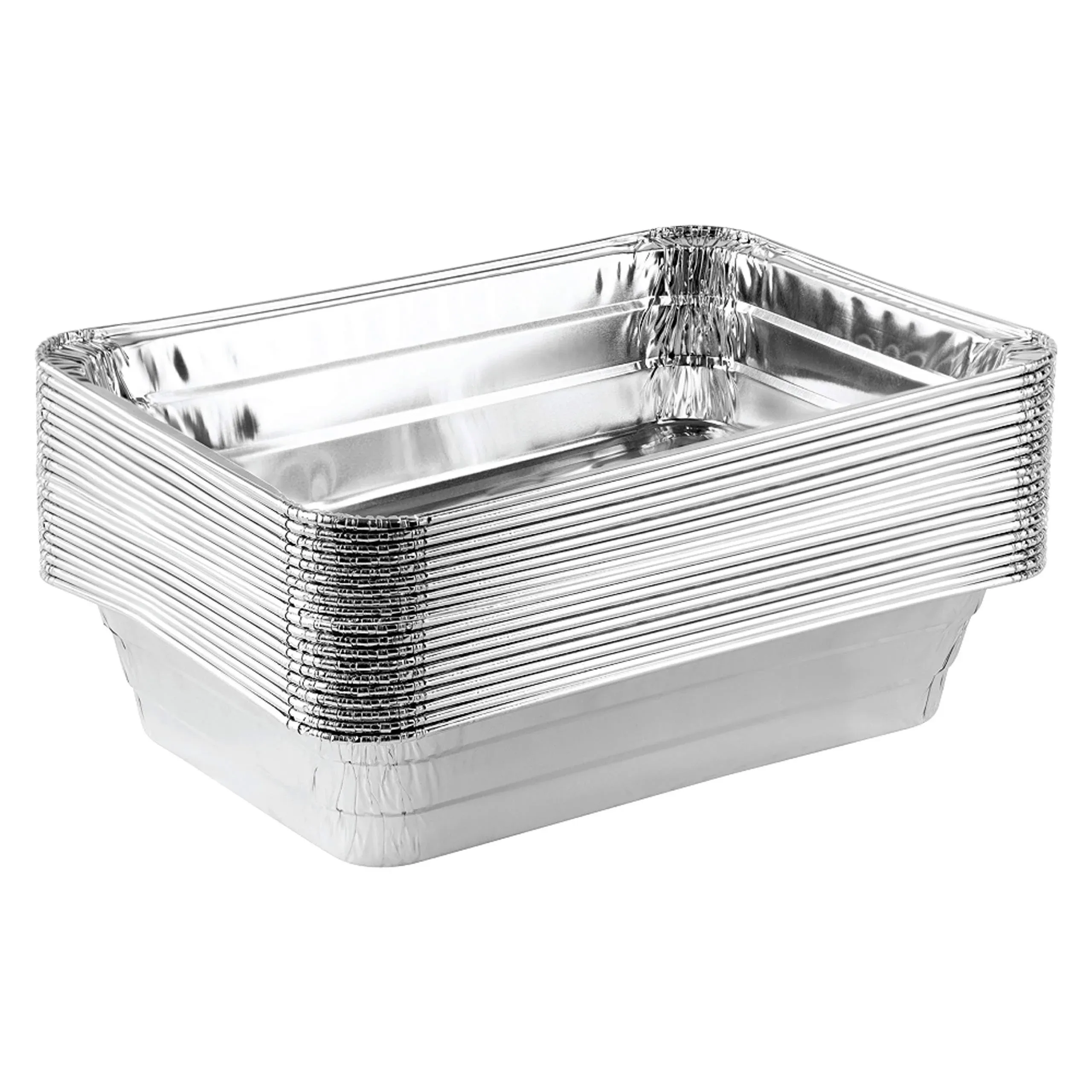 PLASTICPRO Disposable 2 LB Aluminum Takeout Tin Foil Baking Pans 6'' X 8'' X 2'' Inch Bakeware - Cookware Perfect for Baking Cakes,Brownies,Bread, Meatloaf, Lasagna, or Lunchbox, Pack of 20