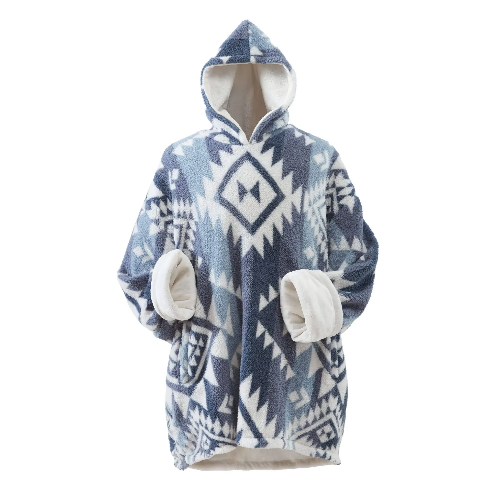 Blue Wearable Throw Blanket Hoodie