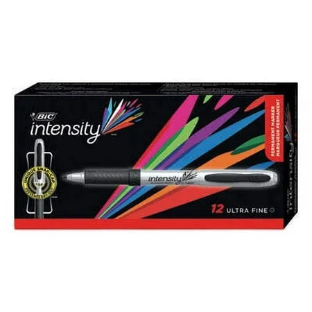 Bic Intensity Ultra Permanent Marker Extra-Fine Needle Tip Tuxedo Black Dozen