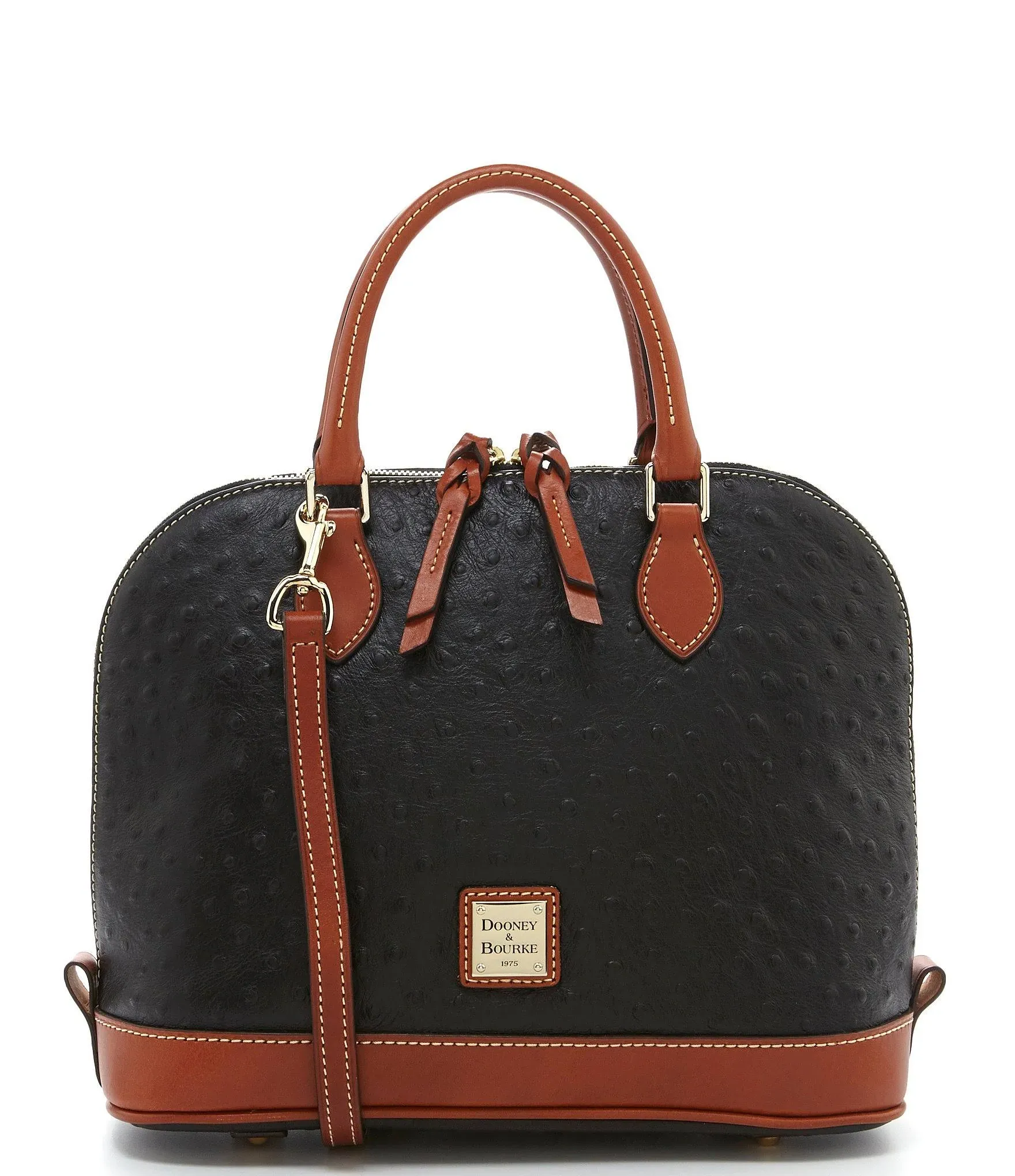 Dooney & Bourke Ostrich Zip Zip Satchel - Black