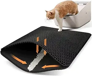 Conlun Cat Litter Mat Cat Litter Trapping Mat, Honeycomb Double Layer Design, Urine and Water Proof Material, Scatter Control, Less Waste，Easier to Clean,Washable