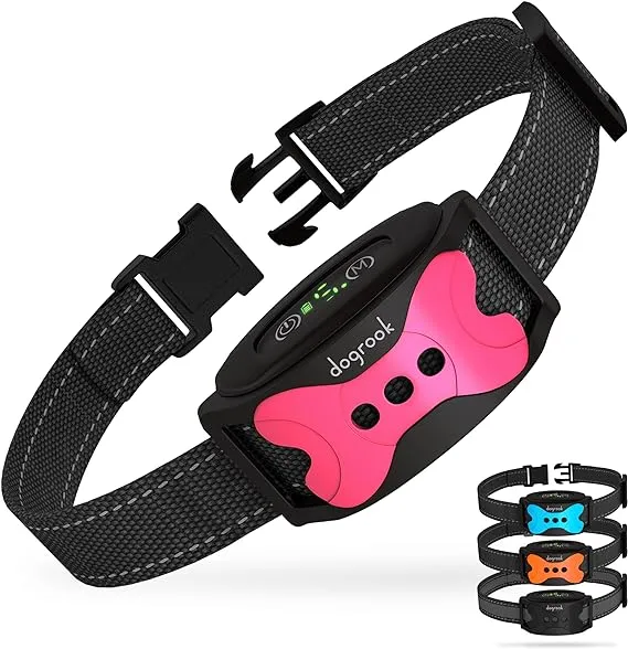 DogRook Dog Bark Collar - Smart No Shock Training Collar - Beep & Vibration Dog Bark Collar - Rechargeable & Waterproof - No Shock Collar - Anti Bark Collar for Large Dog, Medium & Small - 12-110 lbs