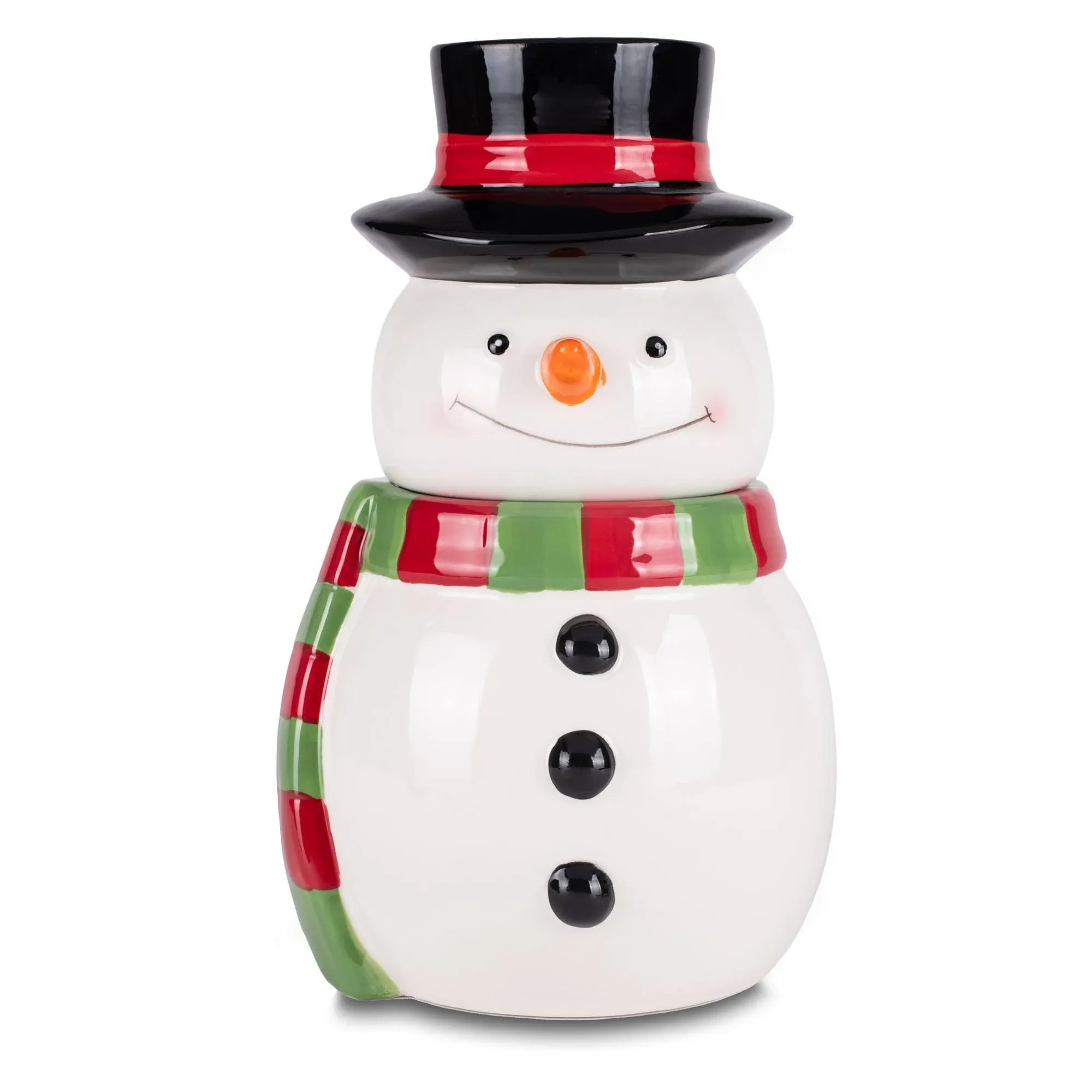 100 North Snowman Scarf 11 x 6.5 Dolomite Ceramic Christmas Cookie Jar