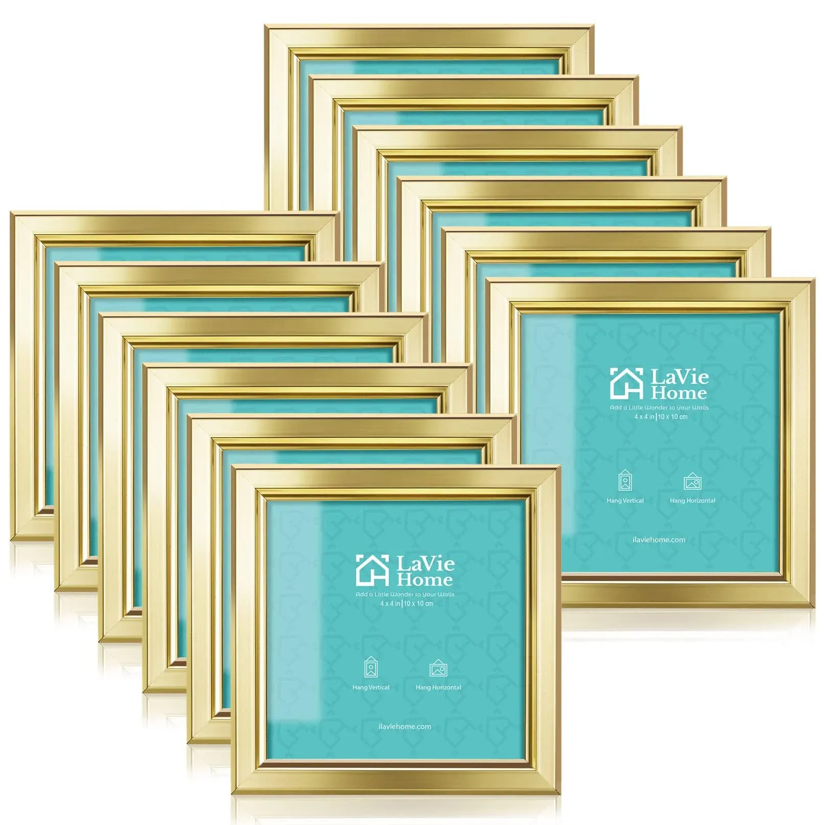 LaVie Home 4x6 Picture Frames (12 Pack, Gold) Simple Designed Photo Frame with High Definition Glass for Wall Mount & Table Top Display, Set of 12 Classic Collection