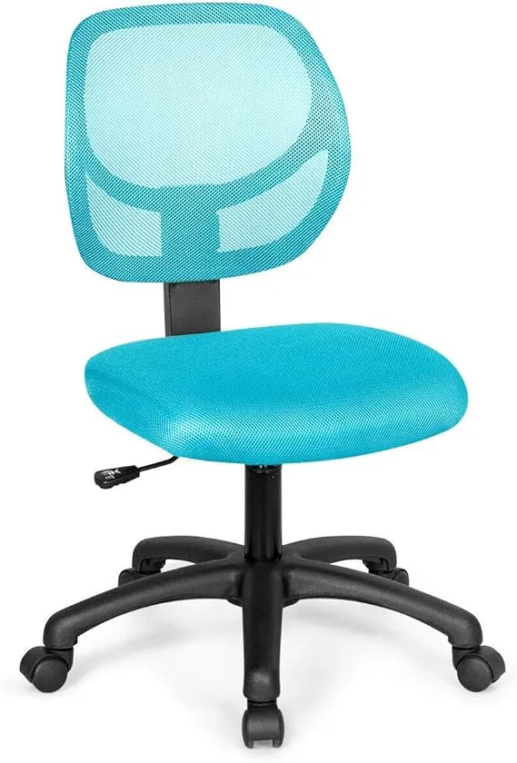 Giantex Kids Desk Chair, Low-Back Mesh Children Computer Task Chair with Adjustable Height & Support Lumbar, Upholstered Mesh Swivel Chair for Boys Girls (Green)