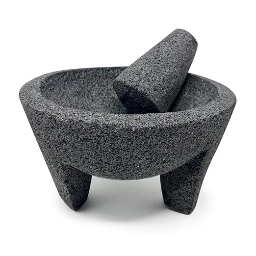 YO PIDO Molcajete 8 In; Spice Mortar; Made with Volcanic Stone; Molcajete Handma