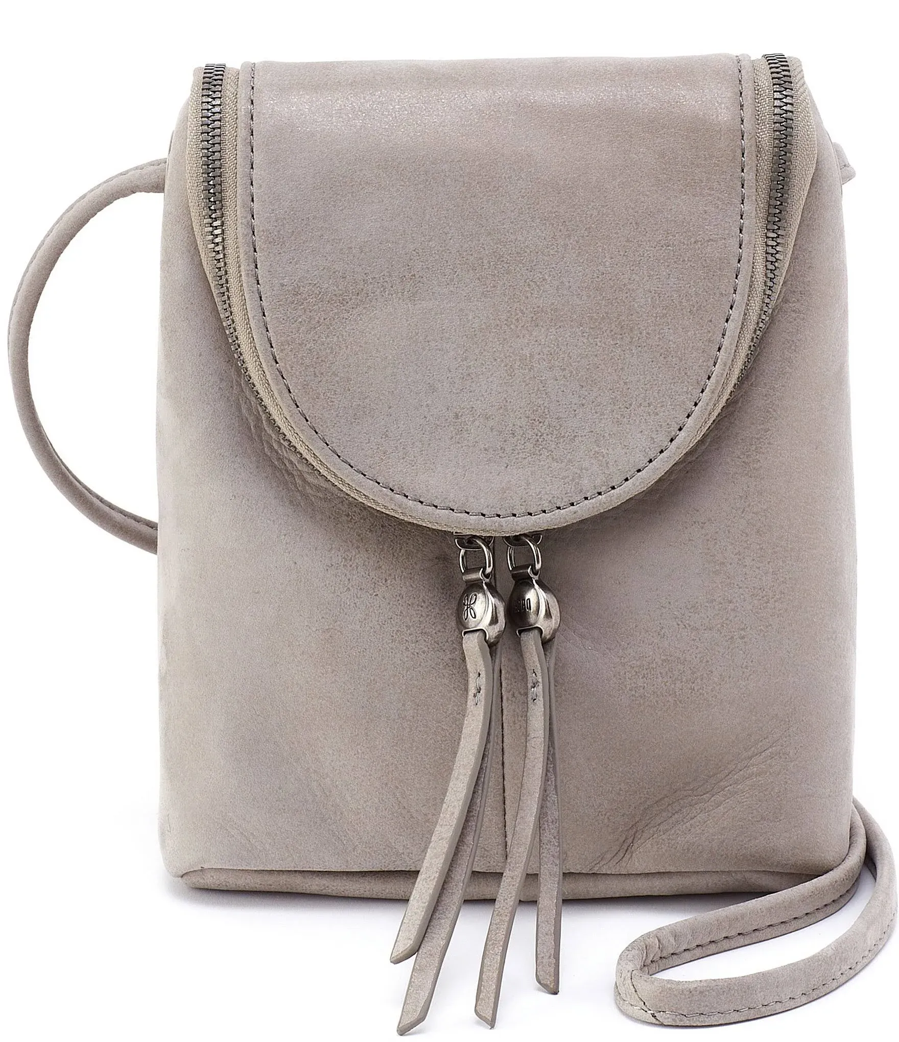 Fern Crossbody in Metallic Leather - Granite Grey