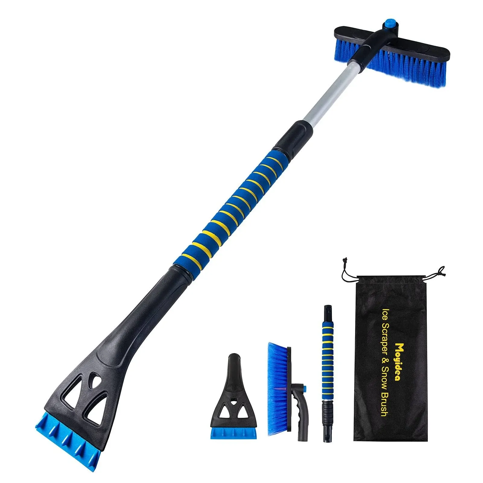 36&#034; Extendable Ice Scraper Snow Brush Detachable Snow Removal Tool with Ergonomi