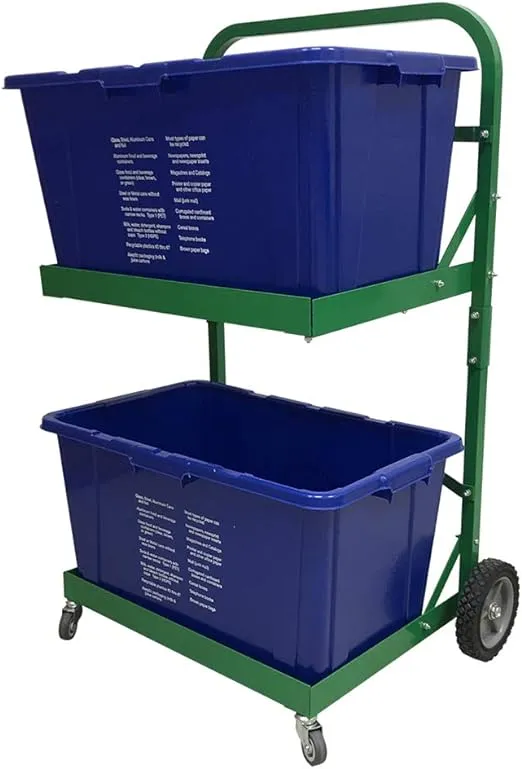 Recycle Bin Cart Metal-Reinforced Recycling Bins Cart with 4 Wheels for Home ...