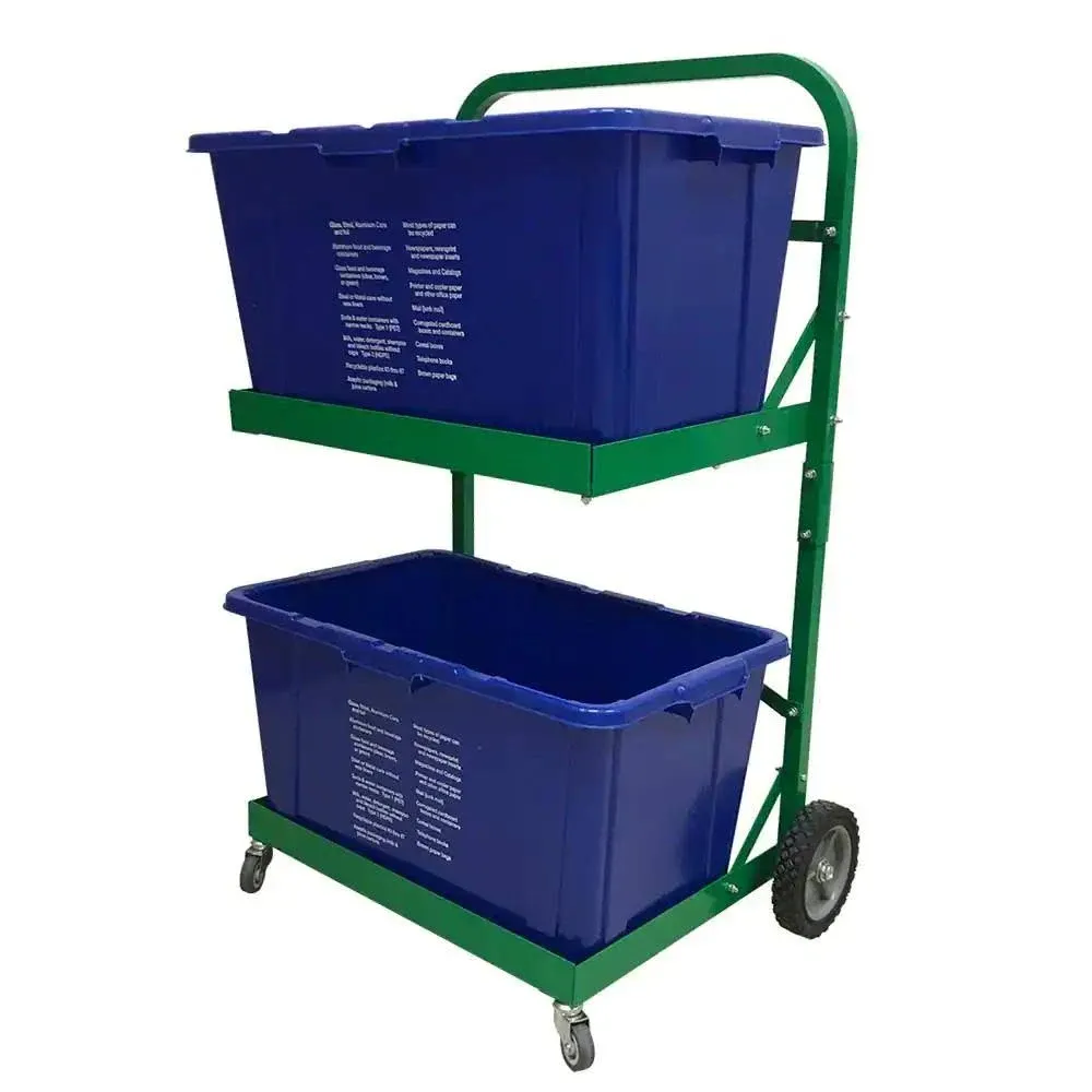 Recycle Bin Cart Metal-Reinforced Recycling Bins Cart with 4 Wheels for Home ...