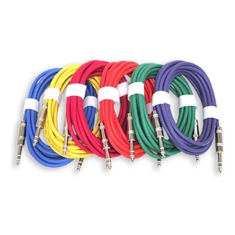 GLS Audio 12ft Patch Cable Cords - 1/4" TRS to 1/4" TRS Color Cables - 12 ...