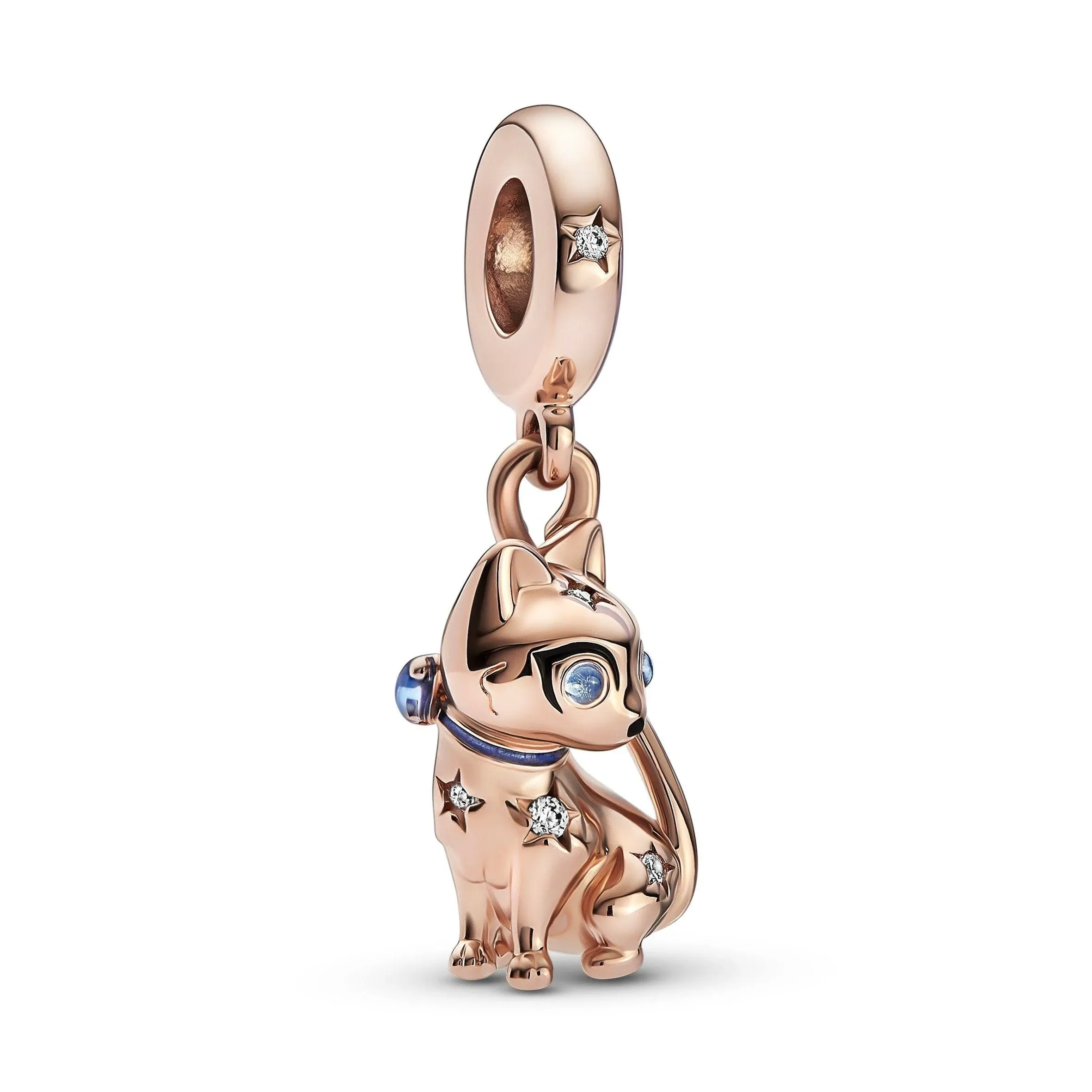 Rose Gold Pet Cat Dangle Charm 925 Sterling Silver Pendant,Jewelry Bead Gift for Women Bracelet&Necklace