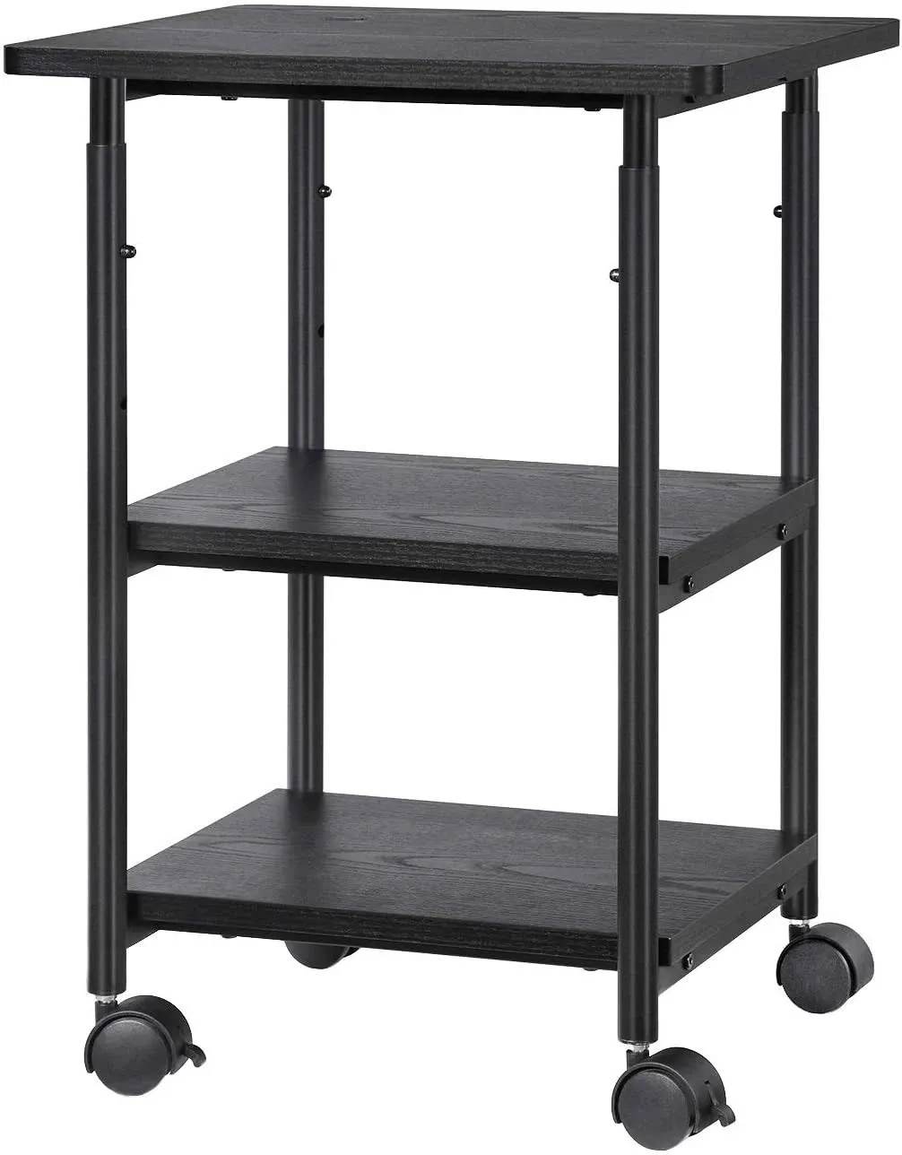 VASAGLE Industrial Printer Stand, 3-Tier Machine Cart with Wheels and Adjustable ...