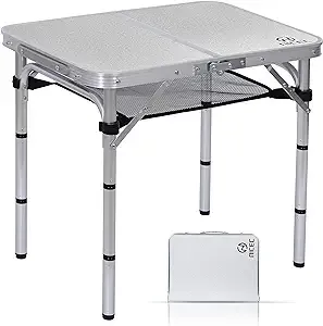 Nice C Picnic Tables, Folding Table, Outdoor Table, Camping Table, Card Table, Small Table, Adjustable Height, Lightweight Aluminum, with Carry Handle (Small)