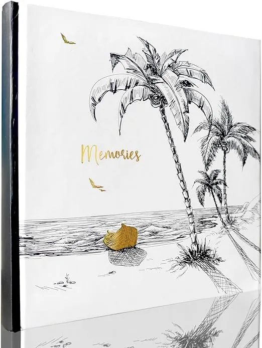 Holoary Photo Album 4x6 160 Photos Two Pictures Per Page, Memo Writing Area for Each Pocket, 160 Pockets 4”x6”, Printed Book Cover Travel Design Natural Beach Vacation Honeymoon Memories