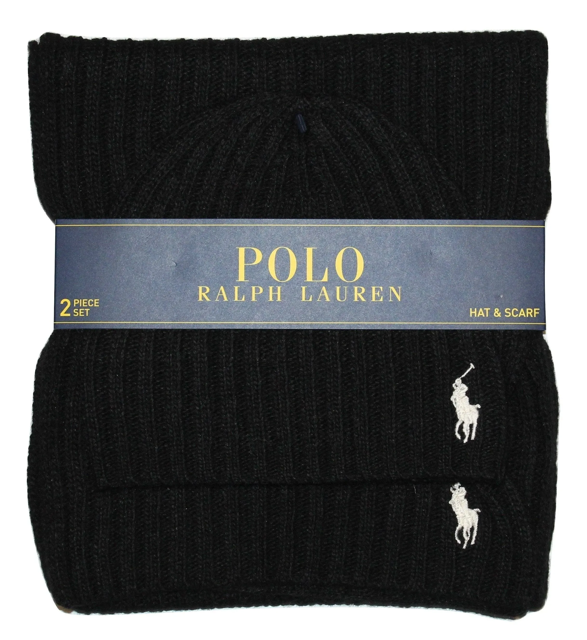 NWT POLO RALPH LAUREN SCARF &amp; HAT BLACK