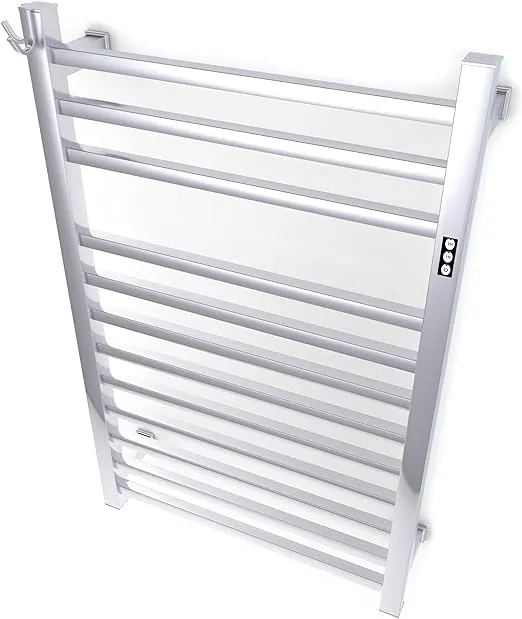 Brandon Basics Wall Mounted Electric Towel Warmer with Built-in Timer and Hardwired and Plug in Options (Brushed)