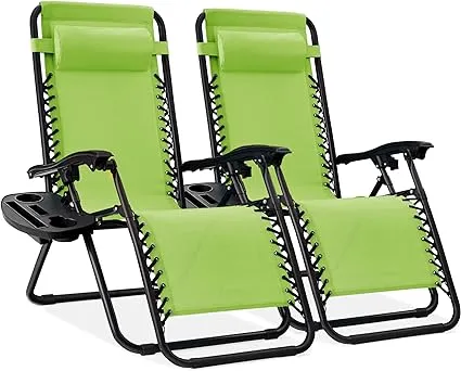 Best Choice Products Set of 2 Adjustable Zero Gravity Lounge Chair Recliners for Patio Pool w/ Cup Holders - Pink