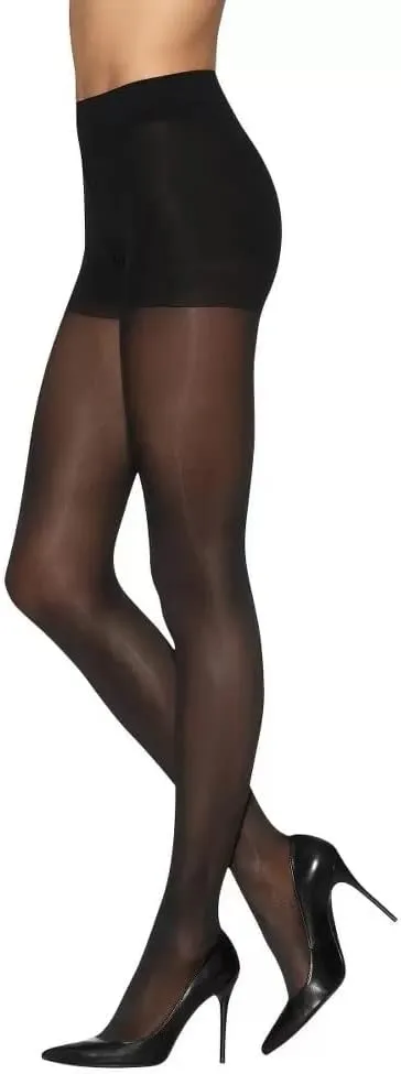 Leggs Sheer Energy Tights, Sheer, 360 Degree Medium Support Leg, Control Top, Q, Jet Black