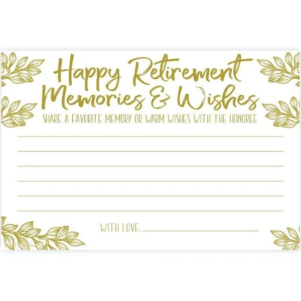 m&h invites Retirement Memories and Wishes Cards (50 Count) - Retirement Party Activity