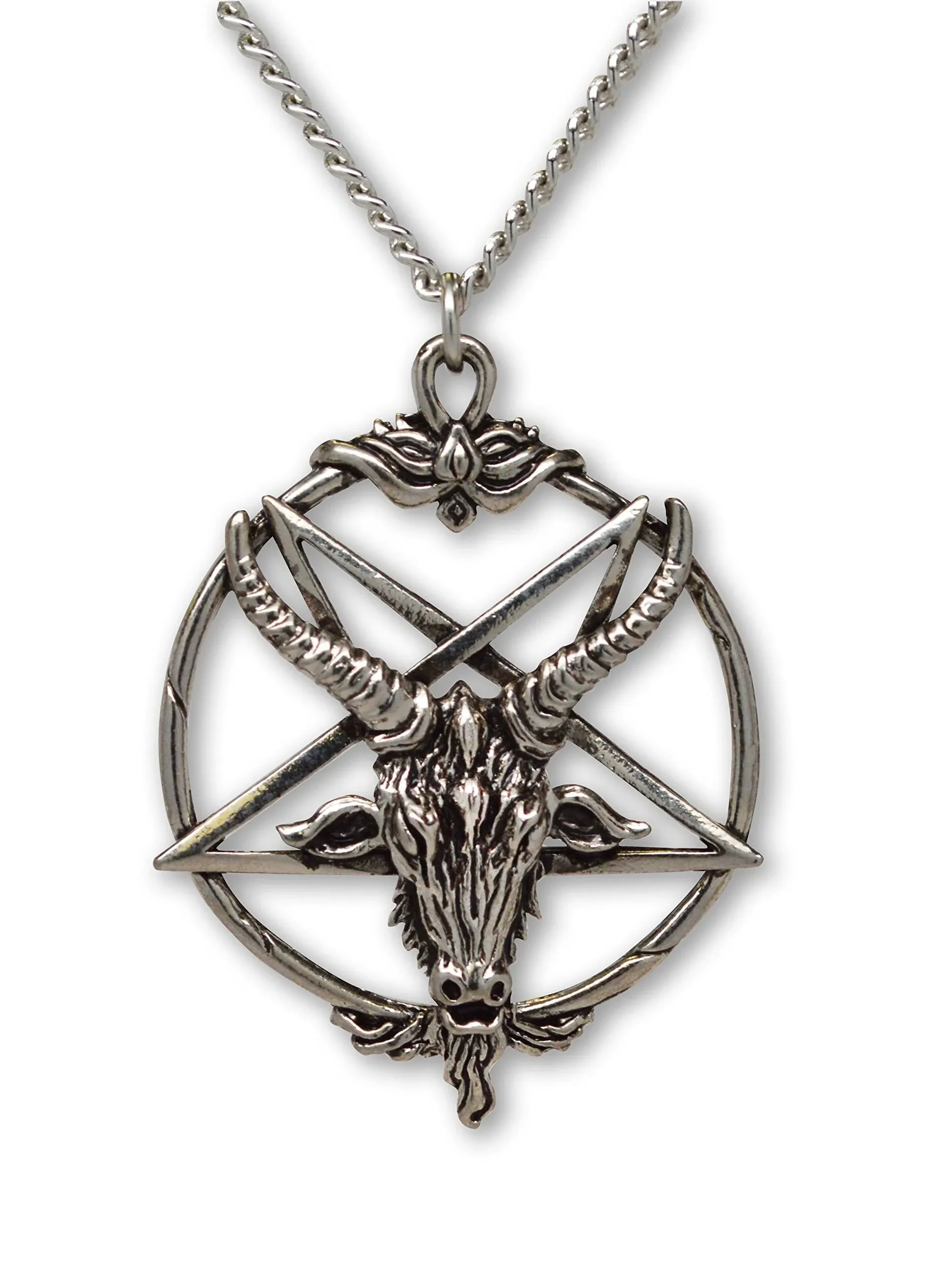 Gothic Baphomet Inverted Pentacle Silver Finish Pendant Necklace NK-546