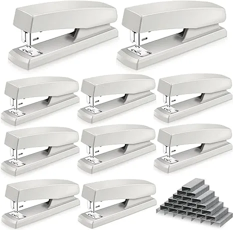 10 Pieces Stapler for Desk Staplers Bulk with 6000 Staples Office Stapler 25 Sheet Capacity Staplers Pack for School Office (White)