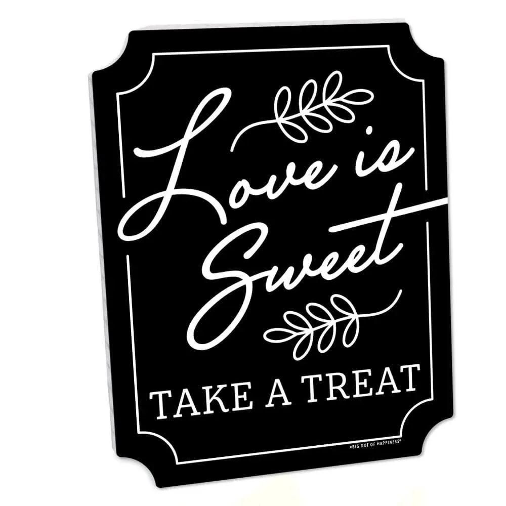 Black Love is Sweet Sign - Cake & Dessert Table Decor - Printed on Sturdy Plastic Material - 10.5 x 13.75 inches - Sign with Stand - 1 Piece