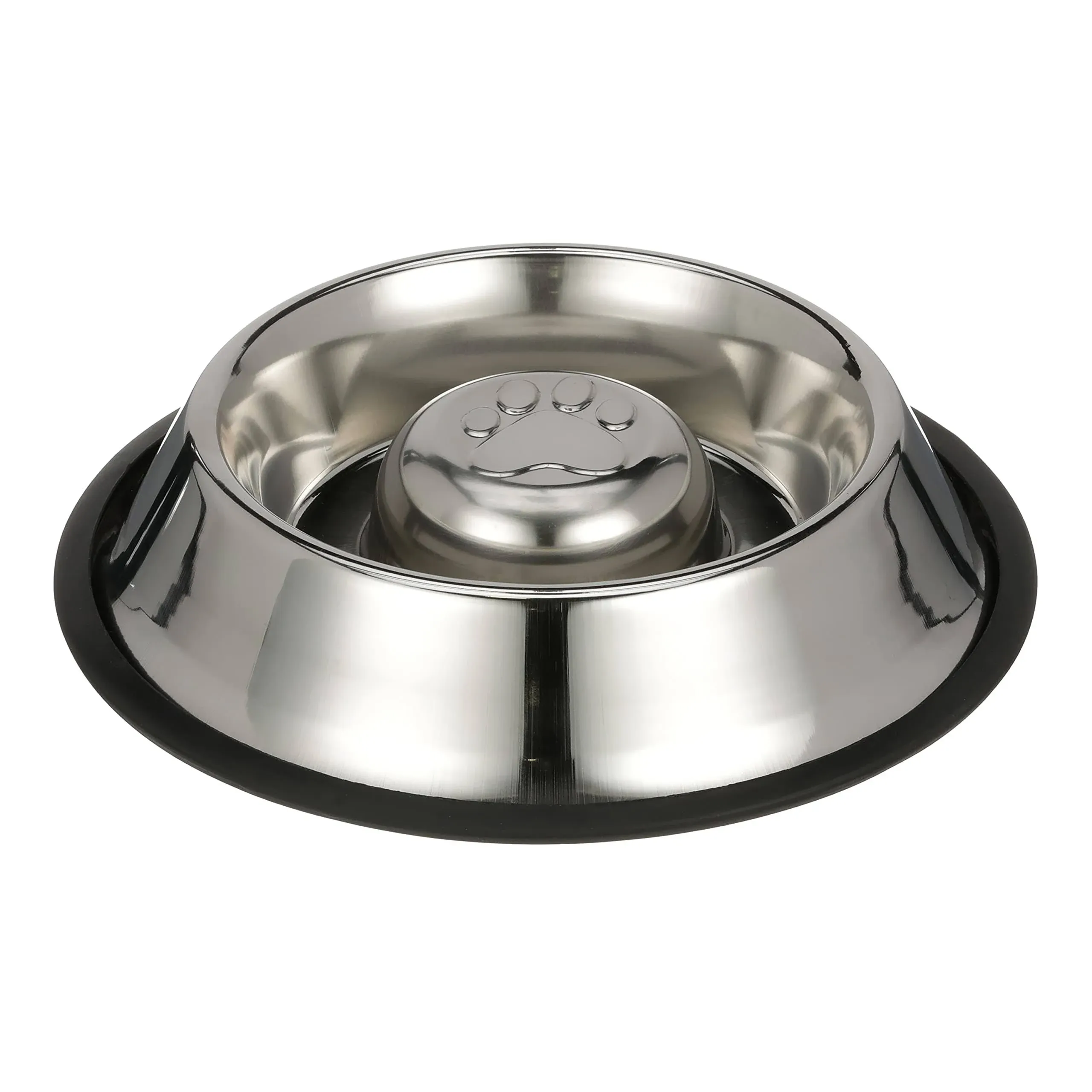 Stainless Steel Slow Feed Bowl - Non-tip & Non-skid - Stops Dog Food